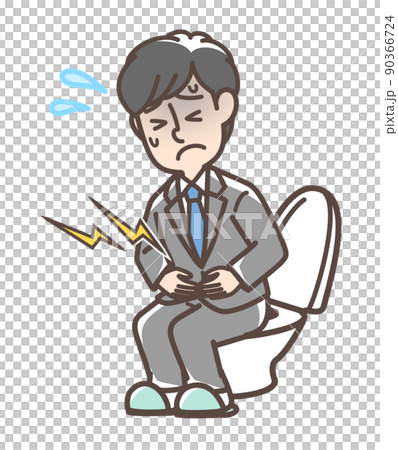 トイレで困っているスーツの男性 トイレで困っているスーツの男性 90366724