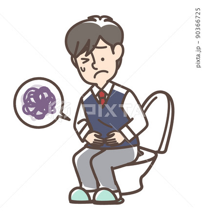 トイレで困っている男子学生 90366725