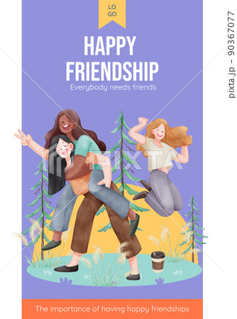 Poster template with friendship memories concept,watercolor style Poster template with friendship memories concept,watercolor style 90367077