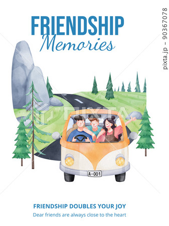 Poster template with friendship memories concept,watercolor style Poster template with friendship memories concept,watercolor style 90367078