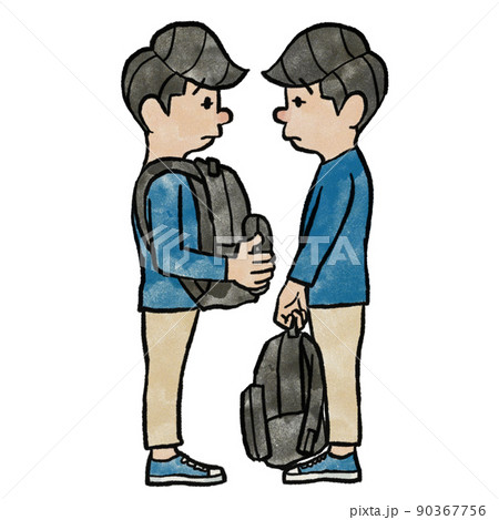 電車内で省スペースなリュックサックの持ち方 90367756