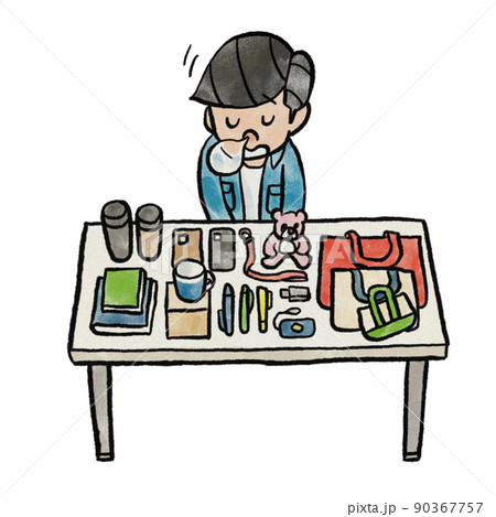 客が来なくてひまなフリーマーケットのイラスト素材