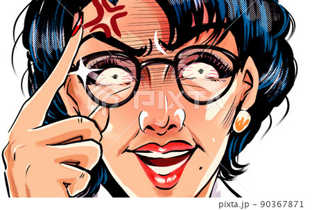突然ブチギレるメガネをかけたモンスターペアレント教育ママのアメコミ風カラーイラスト 突然ブチギレるメガネをかけたモンスターペアレント教育ママのアメコミ風カラーイラスト 90367871