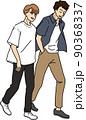 並んで歩く男性 90368337