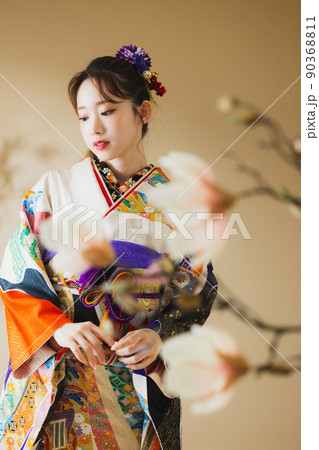 振袖　黒　熨斗文様　 90368811