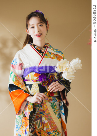 振袖　黒　熨斗文様　 90368812