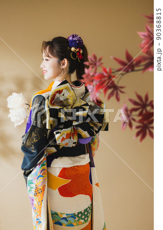 振袖　黒　熨斗文様　 90368815