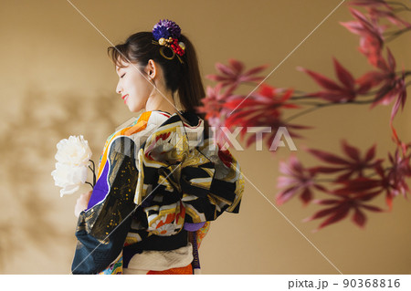 振袖 黒 熨斗文様 振袖 黒 熨斗文様 90368816
