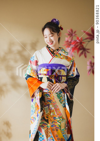 振袖　黒　熨斗文様　 90368821