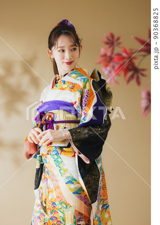 振袖　黒　熨斗文様　 90368825