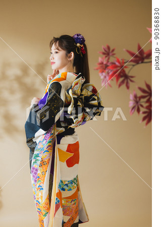 振袖　黒　熨斗文様　 90368830