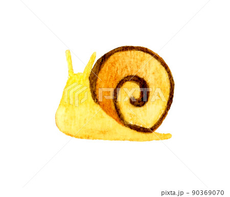 かたつむりのかわいいデフォルメイラスト 初夏 梅雨の手描き水彩イラスト素材のイラスト素材