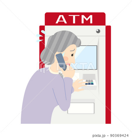 特殊詐欺に騙されそうな高齢女性 90369424