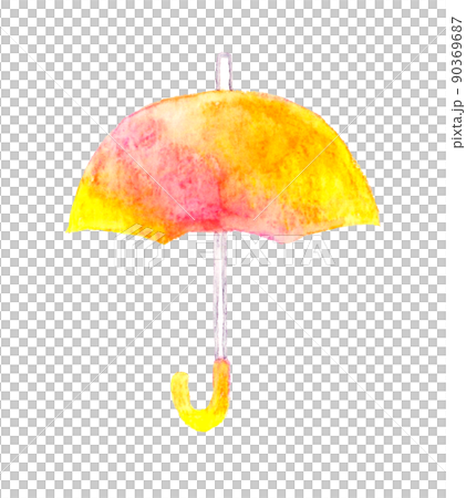 Yellow and pink umbrella hand-painted watercolor illustration material of early summer and rainy season 90369687