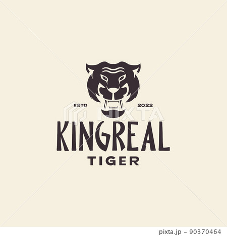 head tiger forest vintage logo design vector graphic symbol icon illustration creative idea 90370464