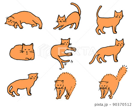 手描き猫のボディーランゲージセット 手描き猫のボディーランゲージセット 90370512