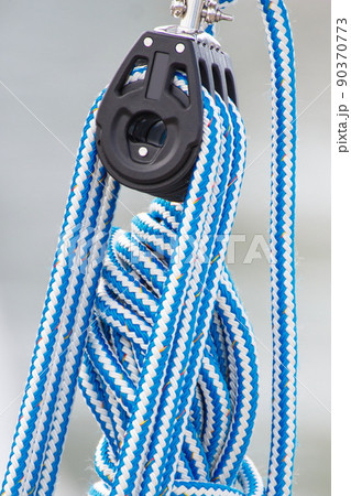 Blue rope as part and detail of yacht Blue rope as part and detail of yacht 90370773