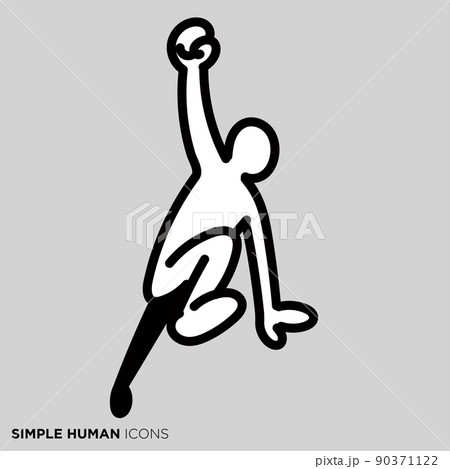 シンプルな人間のアイコンシリーズ　「身を乗り出して応援する人」 90371122