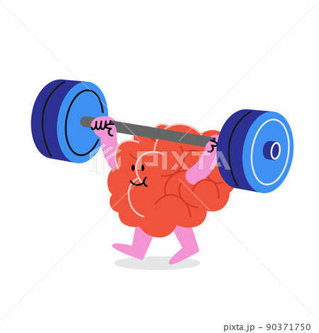 バーベルを持ち上げる脳のベクターイラスト。 バーベルを持ち上げる脳のベクターイラスト。 90371750