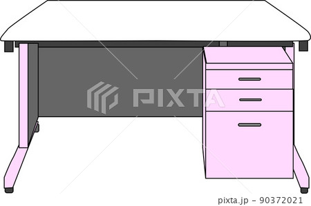 ピンク色の可愛い学習机のイラストのイラスト素材 [90372021] - PIXTA