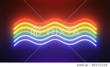 3d render of LGBTQ+ flash neon and light glowing on dark scene. Speed light moving lines. High fast  motion blur. Technology internet of future network. Sci fiction of hyperspace interstellar travel. 90372228