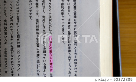 社会・経済・国際関連用語・単語（日本人暮らし脅威) ピンク 90372809