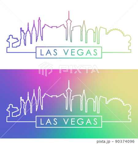 Las Vegas skyline. Colorful linear style. Las Vegas skyline. Colorful linear style. 90374096