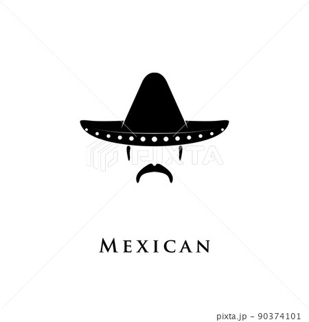 Mexican man with sombrero and mustache. 90374101