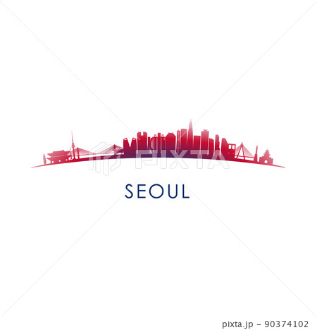 Seoul, South Korea skyline silhouette Seoul, South Korea skyline silhouette 90374102