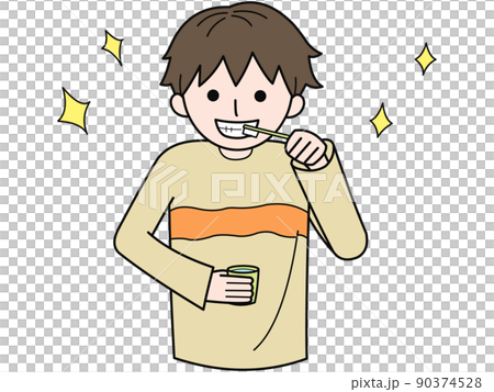 Illustration of a man brushing his teeth cleanly 90374528