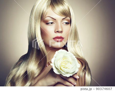 Photo of beautiful woman with magnificent hair 90374607