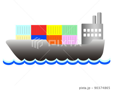 コンテナを運ぶ貨物船。物流イメージ。 コンテナを運ぶ貨物船。物流イメージ。 90374865