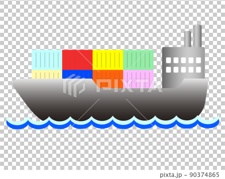 コンテナを運ぶ貨物船。物流イメージ。 コンテナを運ぶ貨物船。物流イメージ。 90374865