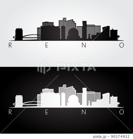 Reno USA skyline and landmarks silhouette Reno USA skyline and landmarks silhouette 90374932