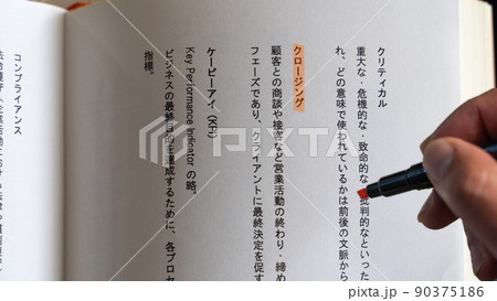 会社で働くサラリーマン 社会人の職場 専門・ビジネス用語（クロージング）オレンジ 90375186