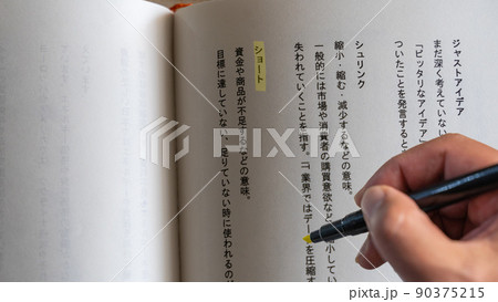 会社で働くサラリーマン 社会人の職場 専門・ビジネス用語（ショート）黄色 90375215