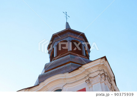 Beautiful old dome of the church or church against the sky. Beautiful old dome of the church or church against the sky. 90375939