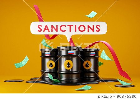 Russian crude oil embargo concept background 90376580