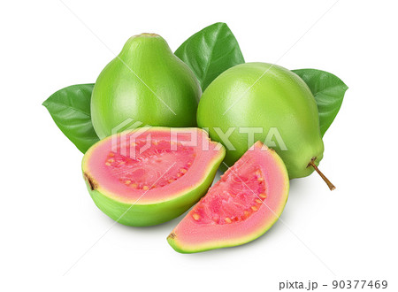 Guava fruit with slices isolated on white background with full depth of field 90377469