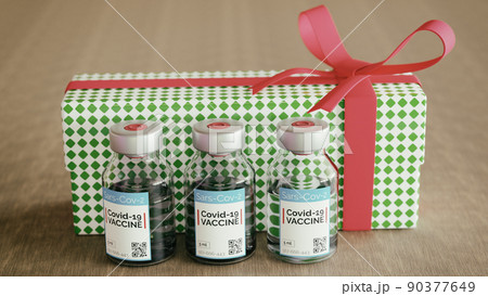 Covid 19 coronavirus vaccine as a gift - 3D Rendering 90377649