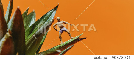 mini surfer man on a pineapple, web banner mini surfer man on a pineapple, web banner 90378031