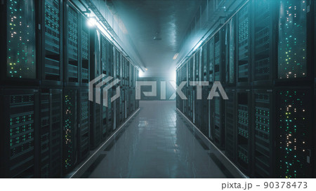 3D render of modern server room 90378473