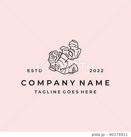 Ginger root logo. Herbal spice logo design 90378911