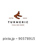 Turmeric root logo. Herbal logo design  90378915