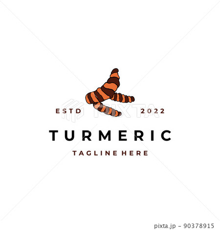 Turmeric root logo. Herbal logo design  90378915