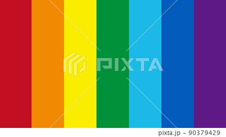 レインボーカラーの縦ストライプのベクター背景イラスト素材 90379429