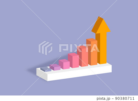Graph stock stair step to success. 3D Minimal design concept. Vector illustration 90380711