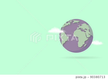 Globe 3D. World map pastel color on green background. Vector illustration 90380713