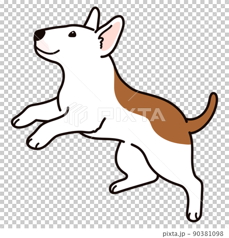 用主線跳躍的簡單可愛的鬥牛梗的插圖 90381098