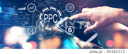 PPC - Pay per click concept with city lights at night 90382273